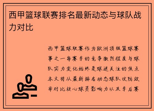 西甲篮球联赛排名最新动态与球队战力对比