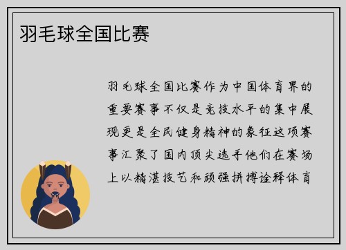 羽毛球全国比赛